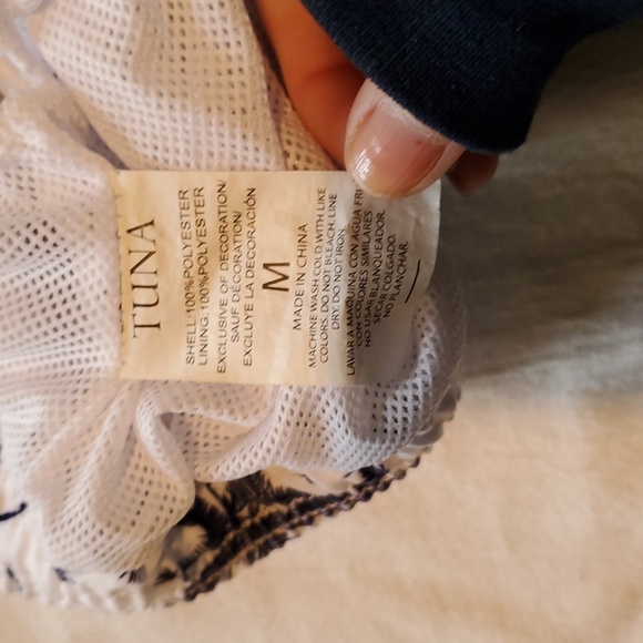 Spicy Tuna Blue and White Palm Tree Swim Hawaiian Sz. M Swim Trunks w Pockets - Picture 7 of 13